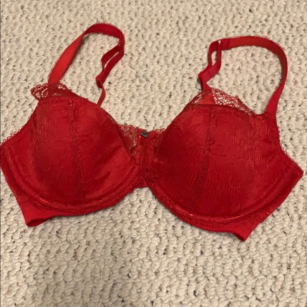 Red lace bra